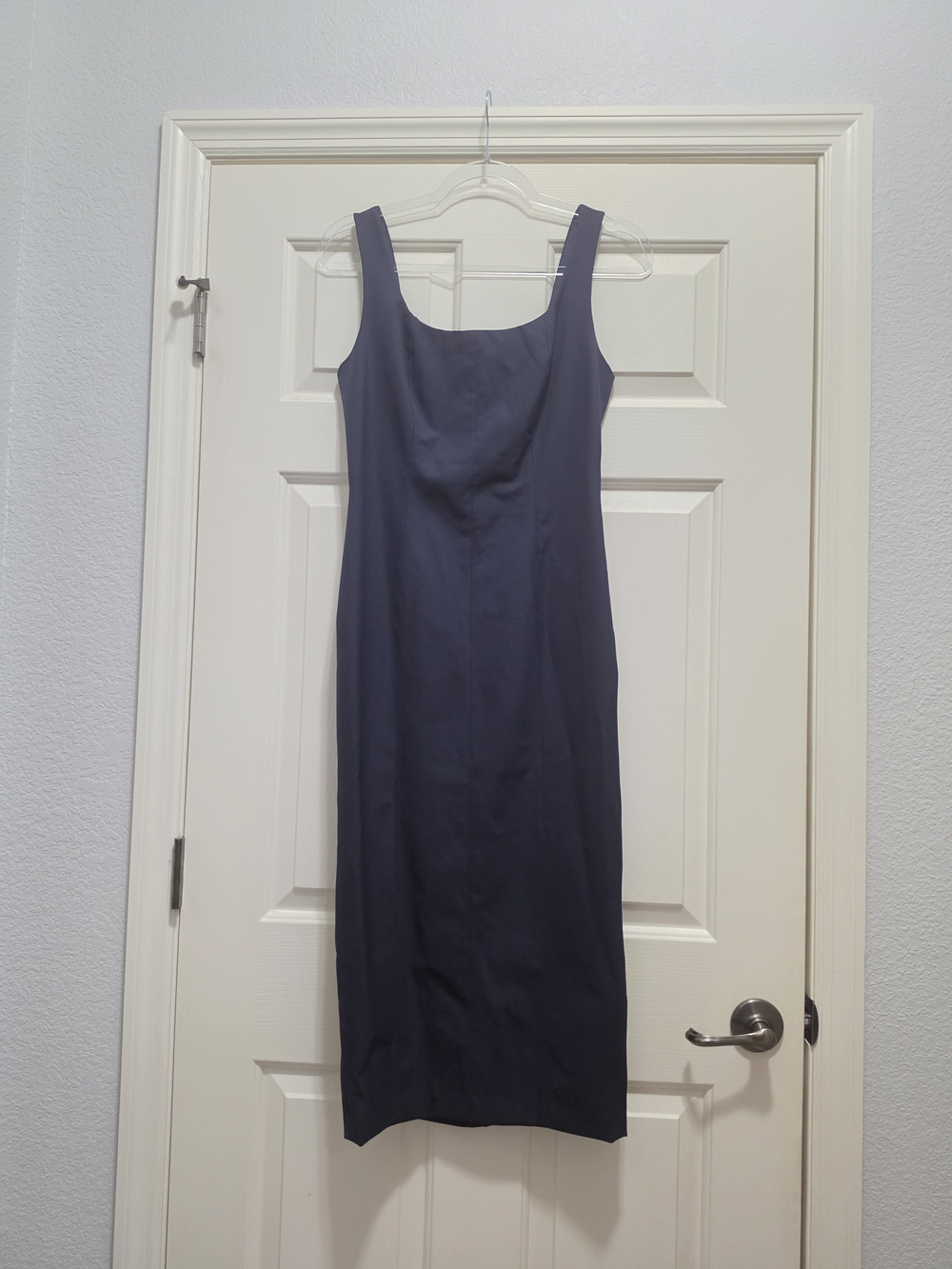 Christian Lacroix Size Small Navy Square-Neck Midi Dress Like New